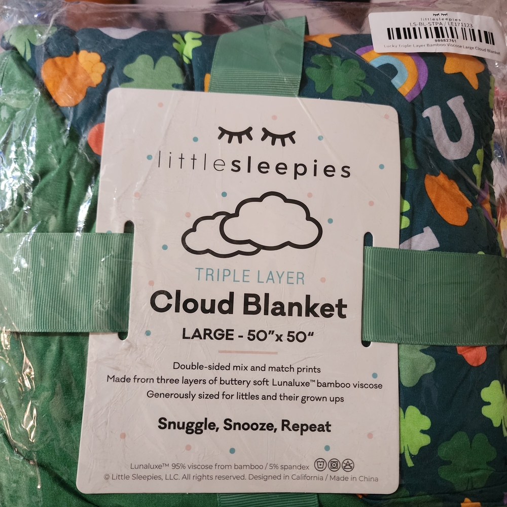 Little Sleepies Triple Layer Blanket - St Patricks Day Lucky Charm